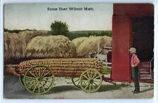 Oversized corn on wagon, Wilmont, Michigan, postcard c. 1905   picture