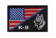 K-9 Usa American Flag Thin Blue Line Police Swat Tactical Hook Patch(PK2) picture