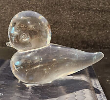Bird Figurine Swedish Lead Crystal  Clear Hand Blown paper wieght-10.5 oz (used) picture