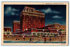 c1940's Beach Scene at Night Haddon Hall Atlantic City New Jersey NJ Postcard picture