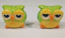 Owl Salt Pepper Shakers Sm Green Yellow picture