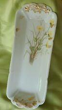 1876 Haviland Limoges 11 inch Celery Dish Vegetable Tray Yellow Floral Gold Trim picture