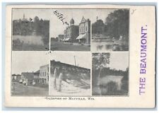 Mayville Wisconsin WI Postcard Glimpses Multiview 1906 Posted Antique picture