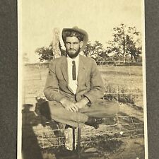 Antique Cabinet Card Photograph Floating Man Trick Photo Magic Handsome Cowboy picture