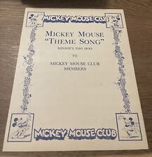Mickey Mouse Theme Song Minnie's Yoo Hoo Sheet Music 1930 Mickey Mouse Club RARE picture