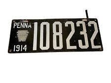 ANTIQUE RARE FIND 1914 Penna LICENSE PLATE 108232 BRILLIANT MFG CO ENAMELED SIGN picture