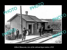 OLD LARGE HISTORIC PHOTO OF GILBERT MINNESOTA RAILROAD DEPOT STATION c1910 picture