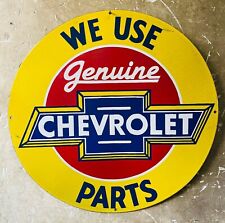 Vintage porcelain enamel we use genuine chevrolet part 30 inch single sided sign picture