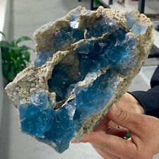 3.61LB Natural BLUE  fluorite Cube QuartzCrystal Mineral Specimen picture