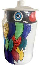 GRAZIA DERUTA ABSTRACT Modern Parrot ART POTTERY Italy CANISTER-signed MA picture