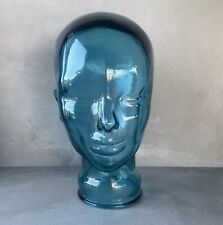 Vintage Glass Mannequin Head Bust Blue Green Teal Turquoise 11