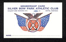 Silver Bow Park Athletic Club Membership Card Flags Baseball VGC c1940's-50's picture