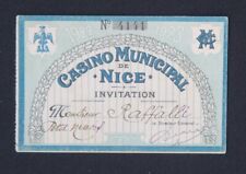 1922 1923 NICE MUNICIPAL CASINO CASINO Monsieur RAFFALLI Invitation Card picture
