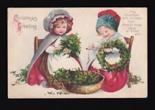 [81635] 1918 WOLF POSTCARD ARTIST SIGNED ELLEN H. CLAPSADDLE CHRISTMAS GREETING picture