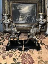 Vintage Castilian Import Silver Plated Candle Holders monkey heavy picture