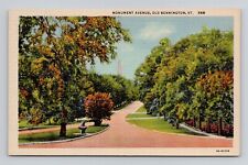 Postcard Monument Ave Old Bennington Vermont VT, Vintage Linen O4 picture