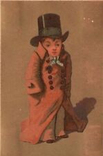 1880s-90s Young Boy in Trench Coat and Top Hat Gold Background Trade Card picture