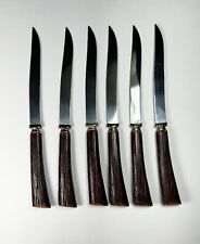 Set Of 6 Vintage Forgecraft Stainless Steel Faux Wood Handle Knife 8.25