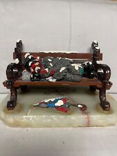 RON LEE’S SNOW DRIFTER ~  HOBO CLOWN ON BENCH ~ ART ~ SCULPTURE picture