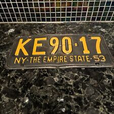New York LIcense Plate 1953 Tag NY KE90-17 THE EMPIRE STATE 53 GUC picture