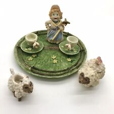 Vtg 1990’s Little Bo Peep Resin Miniature Decorative Tea Set Sheep Butterflies picture