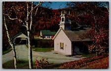 Church Bridge Stark New Hampshire Birds Eye View Fall Autumn Vintage Postcard picture