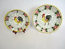 Set of 2 Hand Painted Early Provincial Rooster Plates - Japan picture