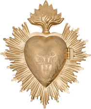 Sacred Heart Metal Heart Milagro Gold Heart Box Ex Voto picture