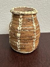Antique OMANI BEDOUIN hand woven BASKET w/ leather straps With LID rare Folk Art picture