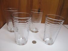 4 Vintage Libbey Clear Glass Horizontal Ribbed 16oz Iced Tea Tumblers 6