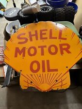 RARE SHELL PORCELAIN GAS STATION OIL SIGN SIZE 25 INCHES 1930s ORIGINAL picture