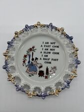 VTG Porcelain Reticulated Plate “Half Fast Cook” Gold Rim Grandma Core picture