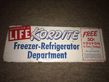 1954 KORDITE FREEZER & REFRIG Dept Sign Advertised In Life Magazine picture