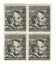 Abraham Lincoln in Front of Log Cabin 58 Year Old Mint Stamp Block from 1965 picture