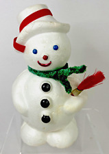 Vintage Christmas  Snowman With Broom Styrofoam Figure Tabletop Kitsch 8.5 in picture