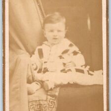 c1880s Cute Baby Boy CdV Photo Card Westervelt Gold Border H27 picture