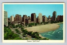 Chicago IL-Illinois, Aerial View, Gold Coast, Antique Vintage Postcard picture