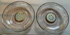 Pair MCM citrus atomic gold speckled glass dis bowl 7