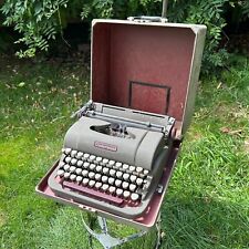 Vintage 1950s Underwood Champion Portable Typewriter Gray Original Case Typing picture