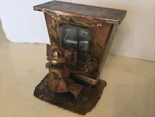 Vintage Copper Tin Music Box Seated Piano Player  