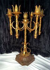 Mid 20th Century 7 Arm Italian Baroque Gothic Goldleaf  Guilded Rose Candelabra picture