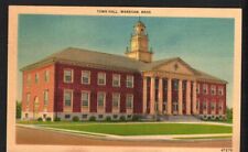 Postcard Rare Wareham MA Townhall Building Linen Posted picture