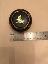Vintage Burmese Black Lacquer Gold Painted Round Wooden Box 3