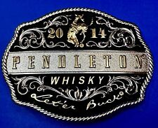 2014 Pendleton Whiskey Let'er Buck Rodeo Cowboy Montana Silversmiths Belt Buckle picture
