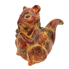 Terracotta Clay Pottery Squirrel Planter Handmade Animal Flower Pot Rustic Lg 14 picture