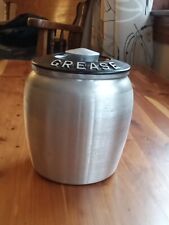 Vintage Aluminum Grease Canister with Black Lid picture