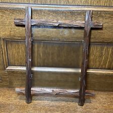 Antique English Victorian Adirondack Tramp Art Picture Frame Wood Carved Leaf (C picture