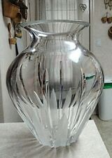 Vintage Royal Daulton Heavy Lead Clear Crystal & Frosted  Ribbed Flower Vase picture