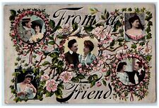 1909 Sweet Couple Romance From A Friend Flowers Kittanning PA Antique Postcard picture