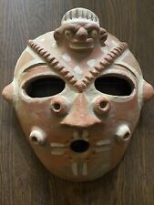 Vintage clay handmade mask tribal folk art African Head on forehead 2 heads picture